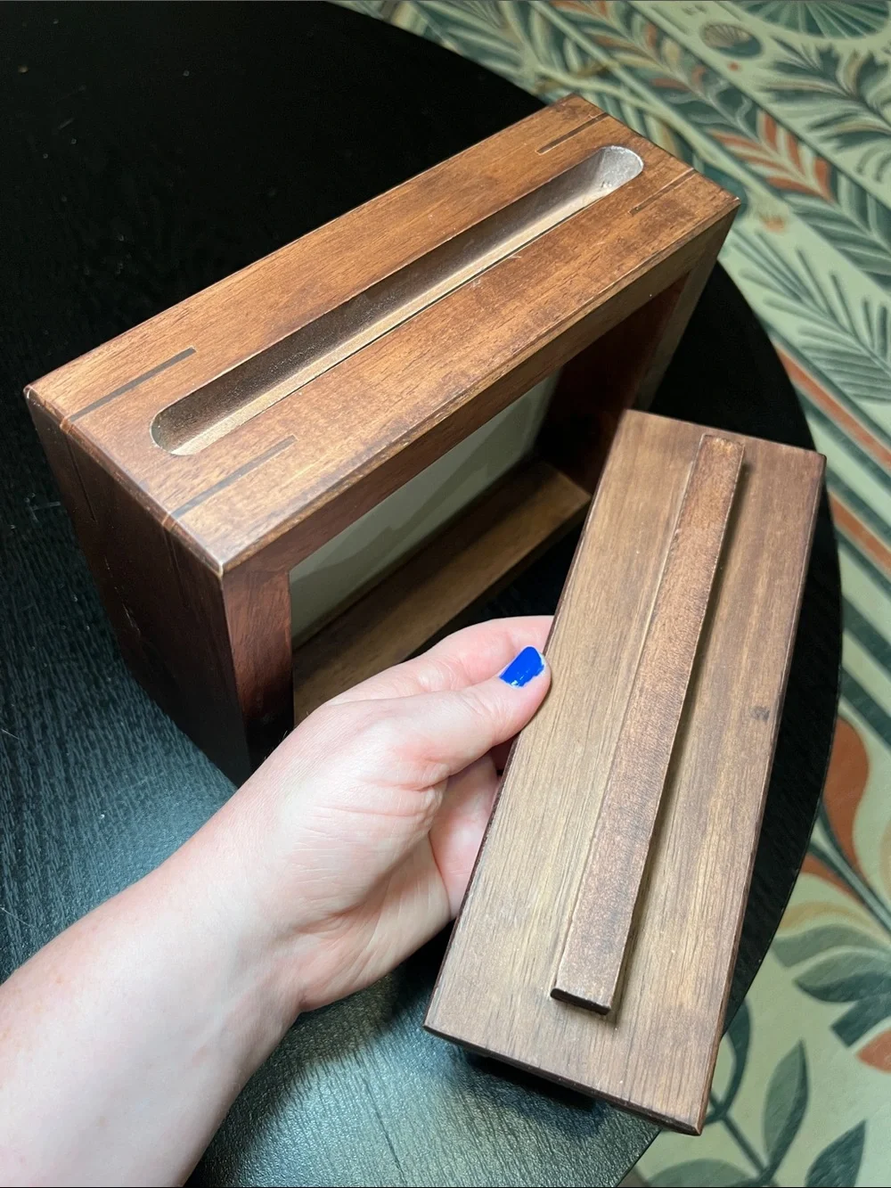 Pottery Barn Brown Wooden Pedestal Picture Frame